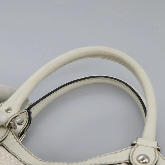 GUCCI Hand Bag Raffia Silver White Auth - Picture 9 of 16